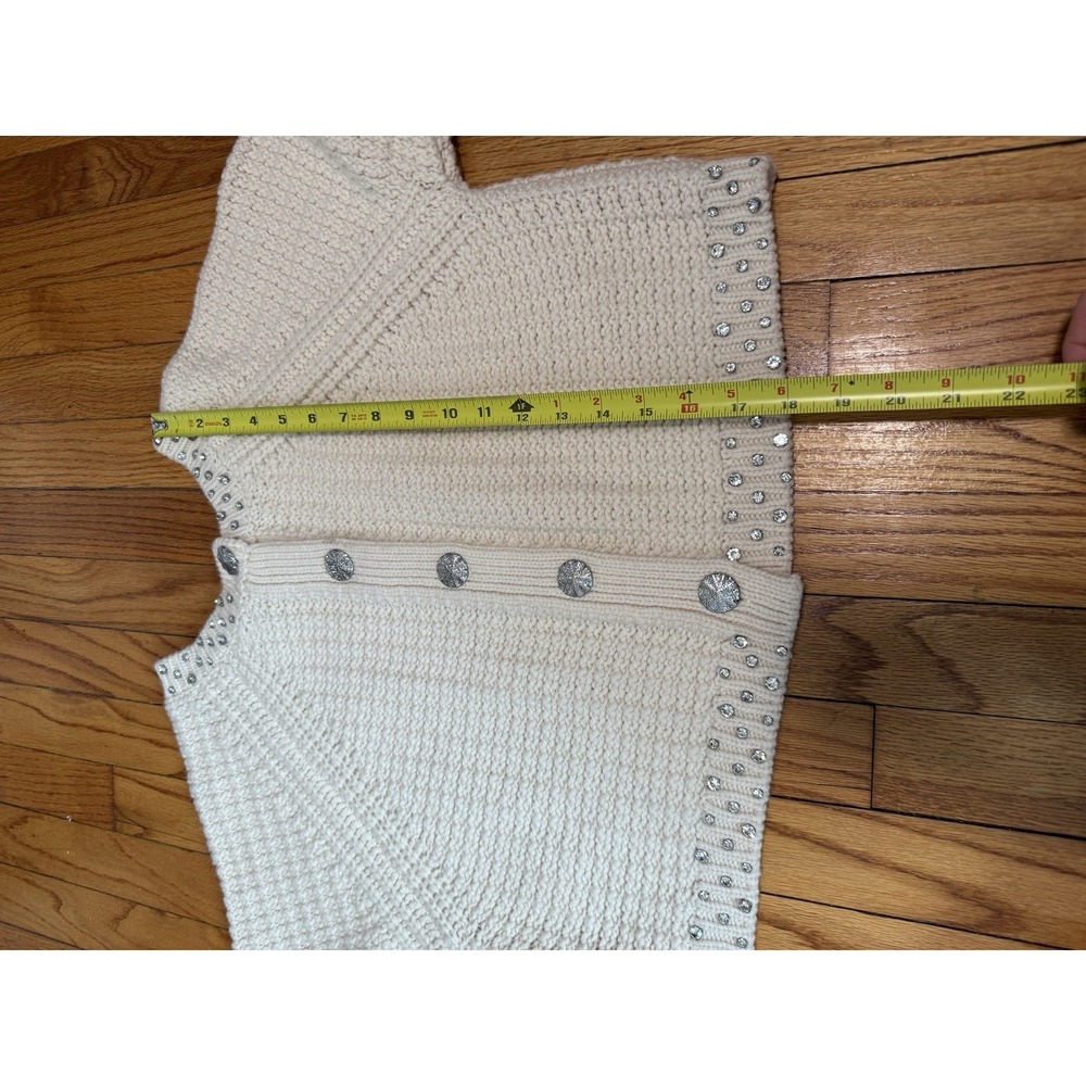 ba&sh Wool Cream Rhinestone Oswald Reversible Cardigan Sweater Size Small - Picture 9 of 9